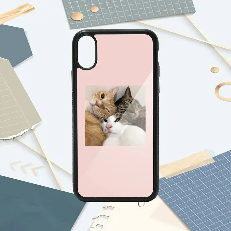 

Pink Aesthetic cute cat painting Phone Case PC for iPhone 11 12 pro XS MAX 8 7 6 6S Plus X 5S SE 2020 XR