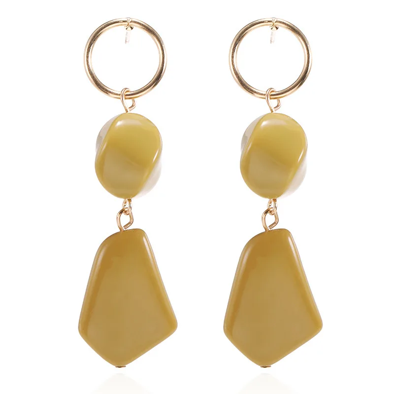 2019 корейские массивные желтые геометрические серьги акриловые Висячие для
