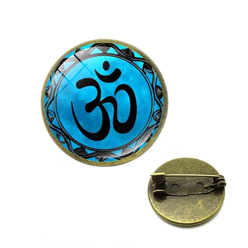 Ретро Ом АУМ символ Мандала Броши Булавки буддийский Йога стекло кабошон