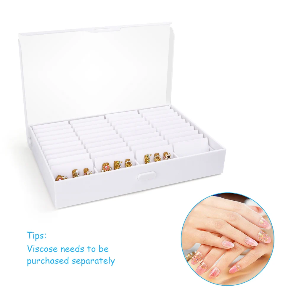Fake Nail Tips Storage Box 44 Compartments Art Decoration Container False Display Case Acrylic Showing Shelf |