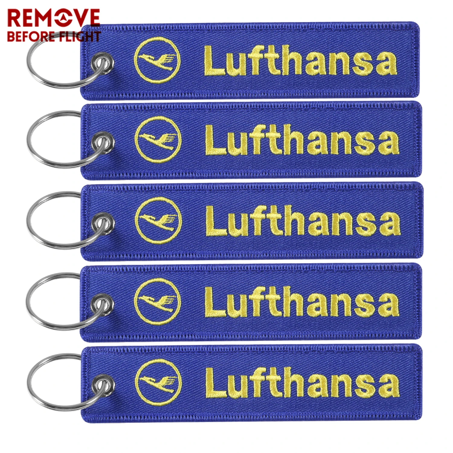 

5 шт. Ювелирные изделия брелок этикетка вышивка синие брелки Lufthansa модные брелки для ключей летная команда пилот брелок для авиационных пода...