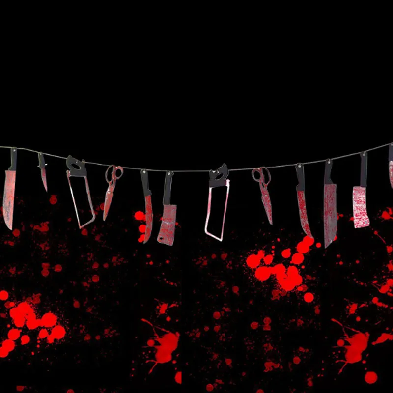 

Halloween Decoration Horror Blood Knife Bunting Banner Halloween Props Party Horror for Bar Haunted House