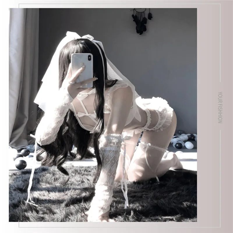 Пикантные женские свадебные туфли косплей костюм нижнего белья кружевной