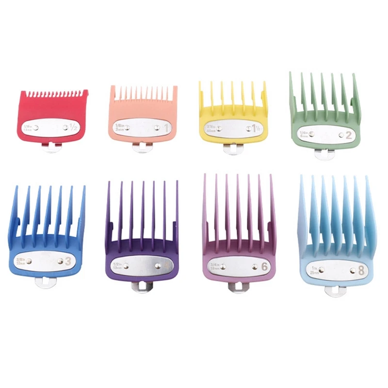 

8 Color Hair Clipper Guard Combs Professional Hair Trimmer Guide Comb Hair Clipper Cutting Guides Trimmers Attachment