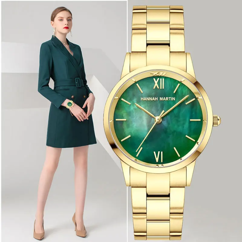 

Fashion Women's Watches Luxury Dresses Watch Stainless Steel Pearl Shell Dial Quartz Watches Ladies Wriswatch Montre Femme