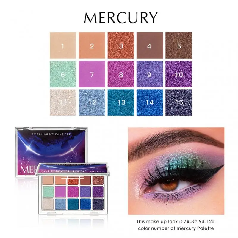 

QIBEST 15 Colors Eyeshadow Pallete Pearlescent Matte Sequins Waterproof Long lasting Not Flying Powder Full Color Eyes Makeup