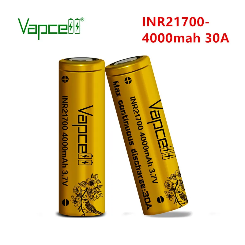 Оригинальный литиевый аккумулятор Vapcell 21700 4000 мАч 30 А 3 7 в аккумуляторные батареи