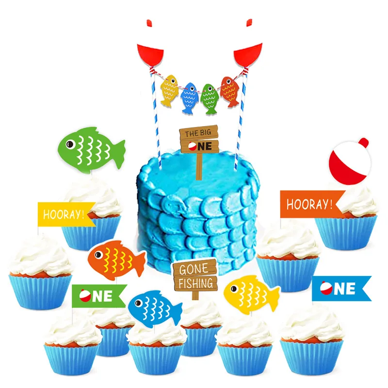 Вечерние баннеры на одно обеденное кресло с рисунком рыбы в океане для торта