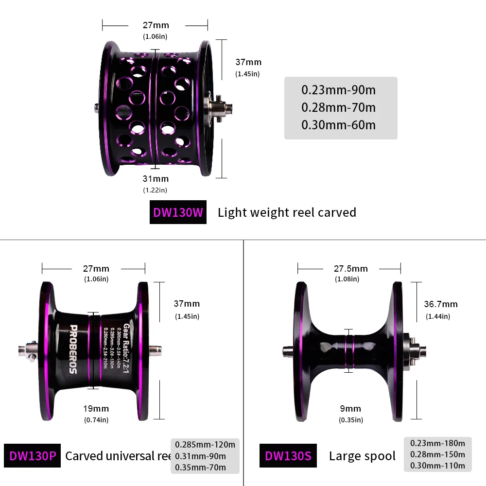 

PROBEROS Fishing Wheel 9+1BB 7.2:1 Gear Ratio Freshwater Aluminum Spool Huge Drag Powerful Magnetic Brake Baitcasting Reel DW130
