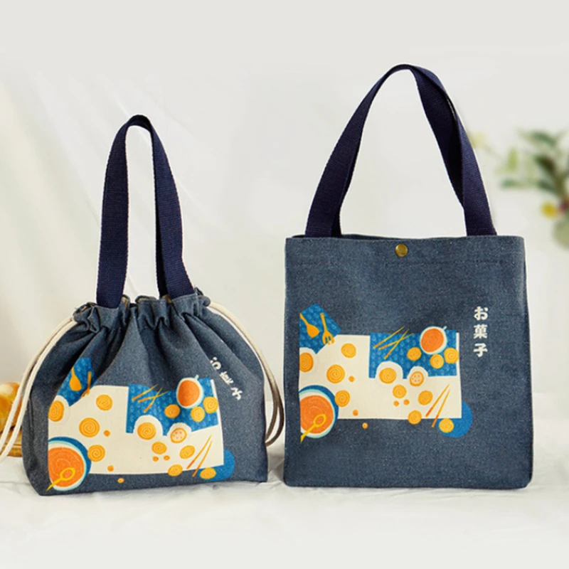 

Drawstring Hasp Lunch bag Cute Japanese Picnic Bag Portable Canvas Bag Thickened Thermal Insulation Lunch Box