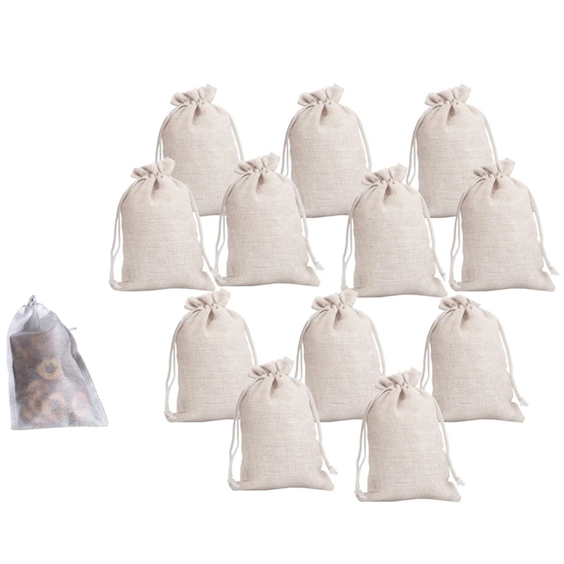 

200 Pack Disposable Tea Filter Bags & 12Pcs Small Cotton Drawstring Bags Reusable Muslin Cloth Gift Candy Favor Bag