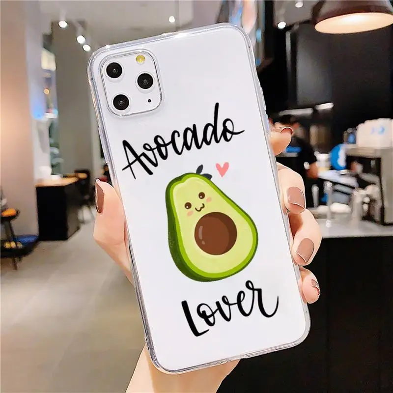 

cute cartoon Avocado food Phone Case Transparent soft For iphone 5 5s 5c se 6 6s 7 8 11 12 plus mini x xs xr pro max