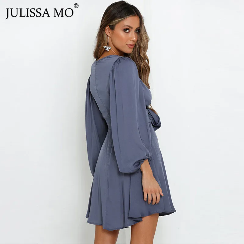 Женское винтажное платье JULISSA MO с длинным рукавом и глубоким V образным вырезом