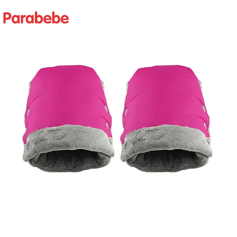 Pink B Толстые флисовые варежки на коляску, коляска, муфта для рук, водонепроницаемые аксессуары для коляски, детские зимние перчатки, детская коляска, клатч, перчатки, теплые - Цвет: Pink B