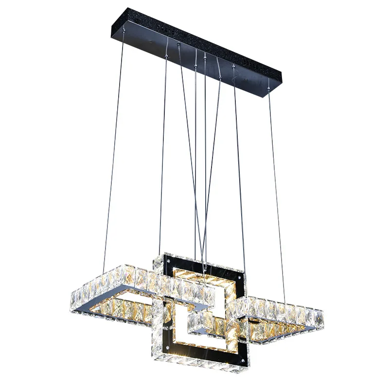 

Luxury Dimmable Crystal And Stainless Steel LED Pendant Light Fixture For Kitchen Island Dinning Living Room Suspended Lamps