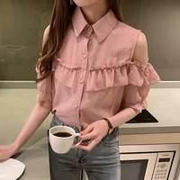 the new fashion ruffled off shoulder women blouses sequins shirts summer ladies tops