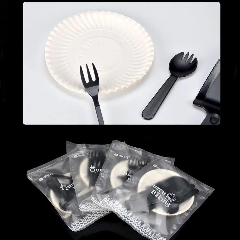 5 предметов одноразовые столовые приборы тарелки для торта вилки дня рождения