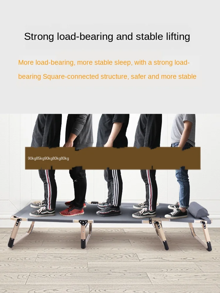 

4-gear adjustable folding bed home backrest adjustable flat simple lunch break bed single bed upgraded bold square tube nap offi
