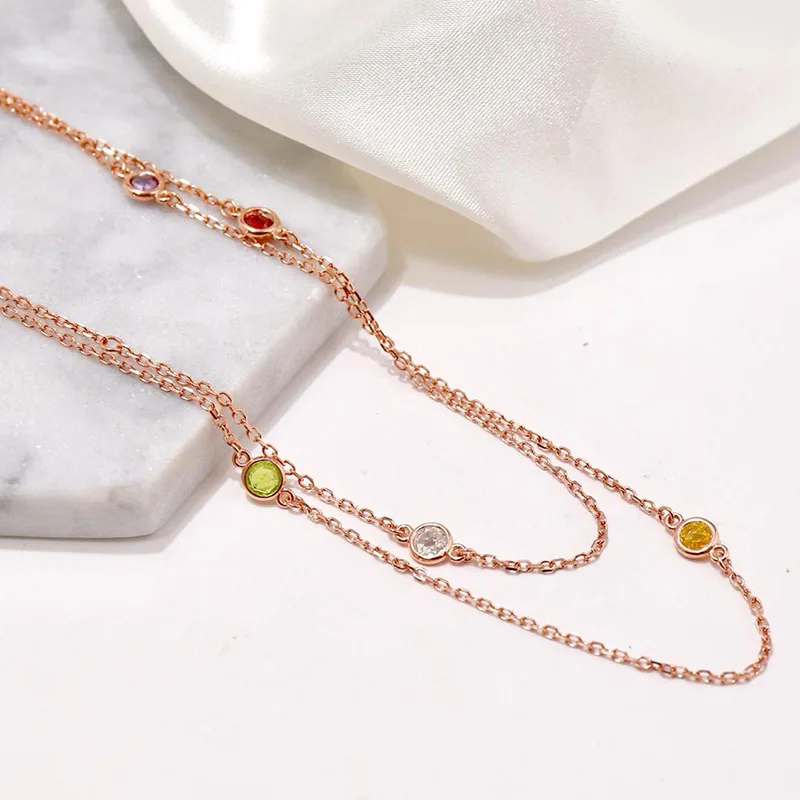 

2020 luxury Jewelry For Women 925 sterling silver candy colorful sweater long necklace for women as gift