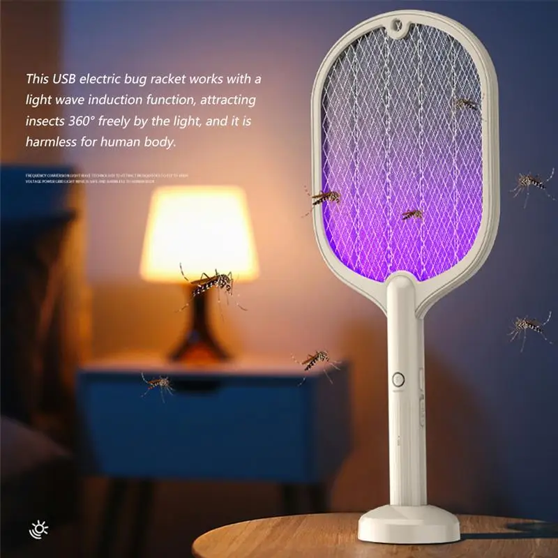 

Summer Mosquito Trap Flies Swatter Killer Rechargeable Electric Fly Bug Bat LED Light Portable Insect Control Racket