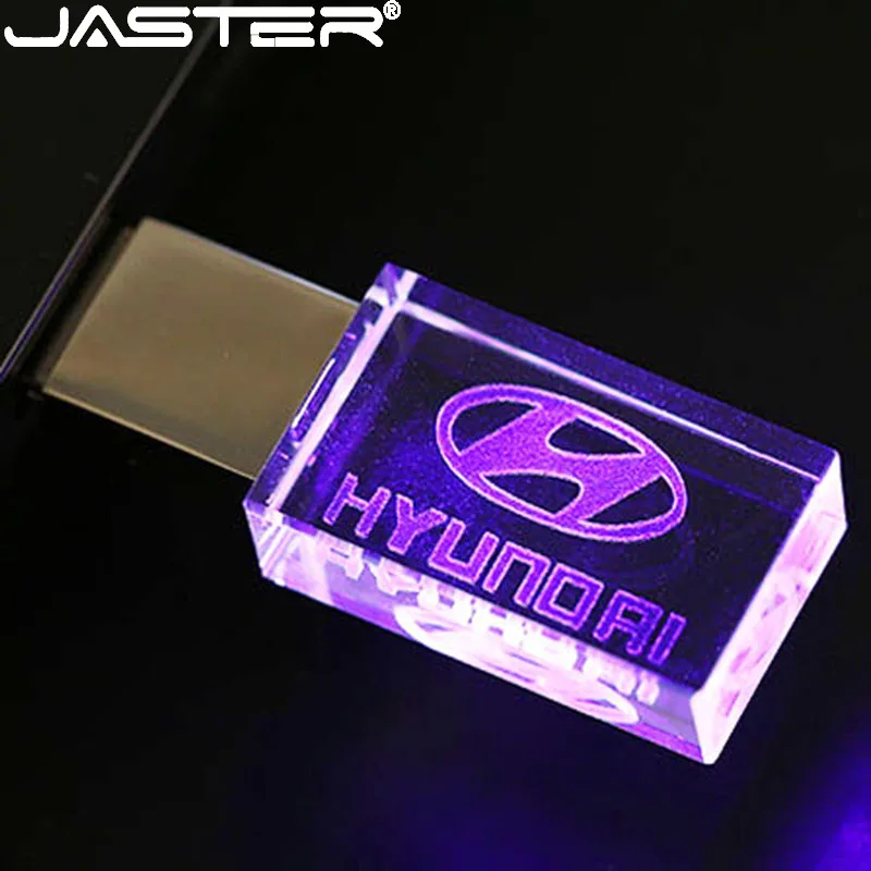 

USB 2,0, 64 ГБ, автомобильный логотип Hyundai со светодиодной подсветкой, флеш-накопитель 16 ГБ, кристалл, USB-накопитель, карта памяти 8 Гб, 32 ГБ, для биз...