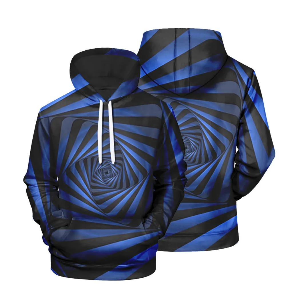 

Men's abstract spiral rose print 3D hooded sweater drawstring personality pullover durable comfortable hoodie