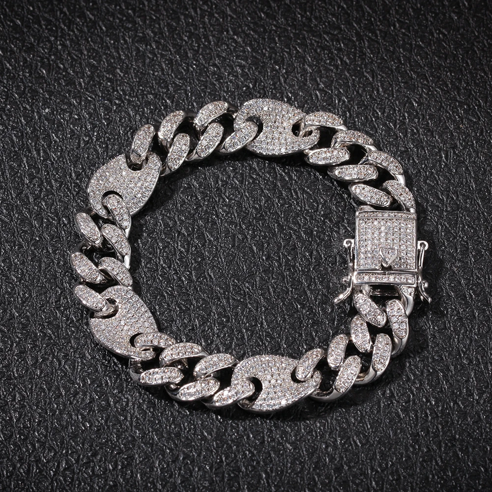 Шикарный король смешанных цветов модные кубинские звенья браслет мужские 12 мм