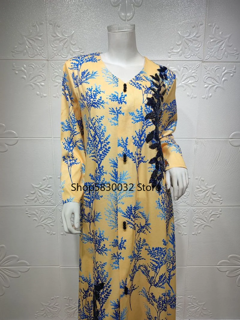 Abaya Dubai Turkey Kaftan Beaded Sequins Hijab Dress Islam Clothes African Maxi Dresses For Women Robe Longue Femme Musulman