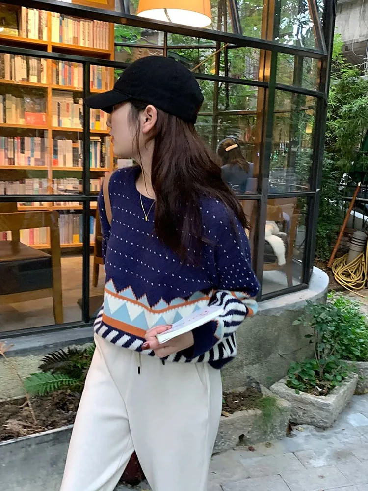 

Christmas Sweater Pull Hiver Femme 2020 Women Sweaters and Pullovers Ugly Christmas Sweater Argyle Sweater Knitted Sweater