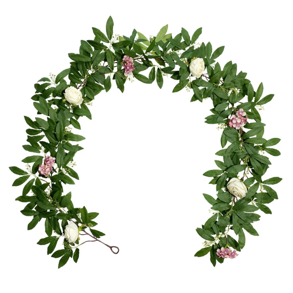 

Artificial Flower Garland Rose Vines Romantic Wedding Home Decoration 185cm Cassia Cotyledons Banquet Table Fake Plants Leaves