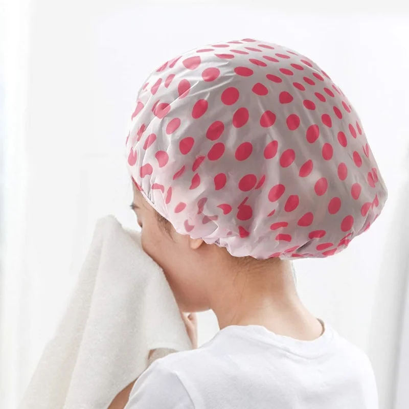 

1PCS Thick Elastic Shower Hair Cover Cap Waterproof Bath Ladies Spa Bath Cap Hair Salon Bathroom Supplies Adult Women Reusable