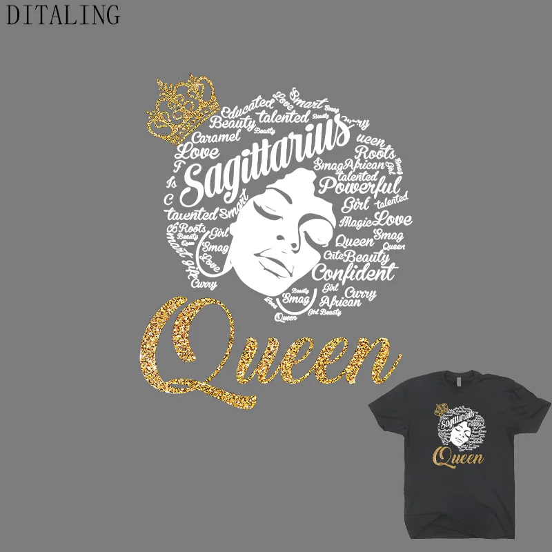 Queen African Girl Heat Transfer Patch Black Girl Roots Stickers For T-Shirt Jacket Thermal Patch On Clothes DIY Ironing Sticker