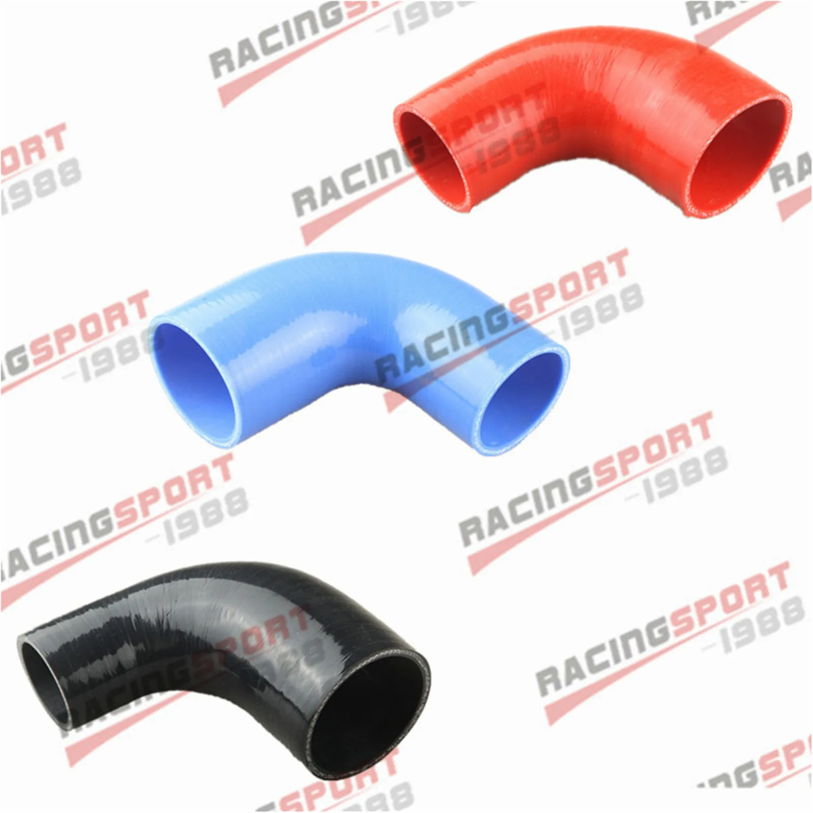 

ADLERSPEED 3 Ply 3" To 2.25" 90 Degree Silicone Turbo Coupler Hose Pipe Black/Red/Blue