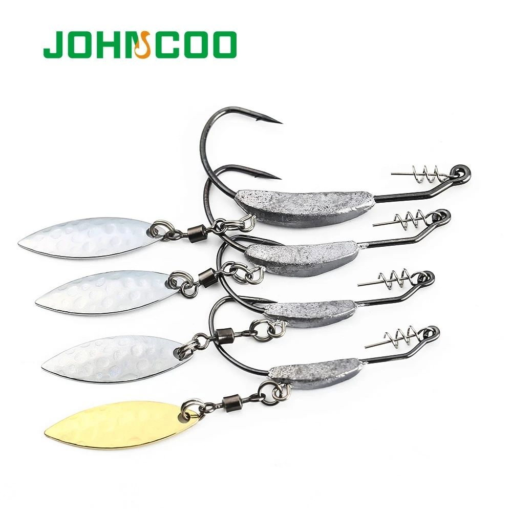 JOHNCOO 4 шт. смещение бронзовых морских рыболовных крючков свинца Вес ed кривошипно