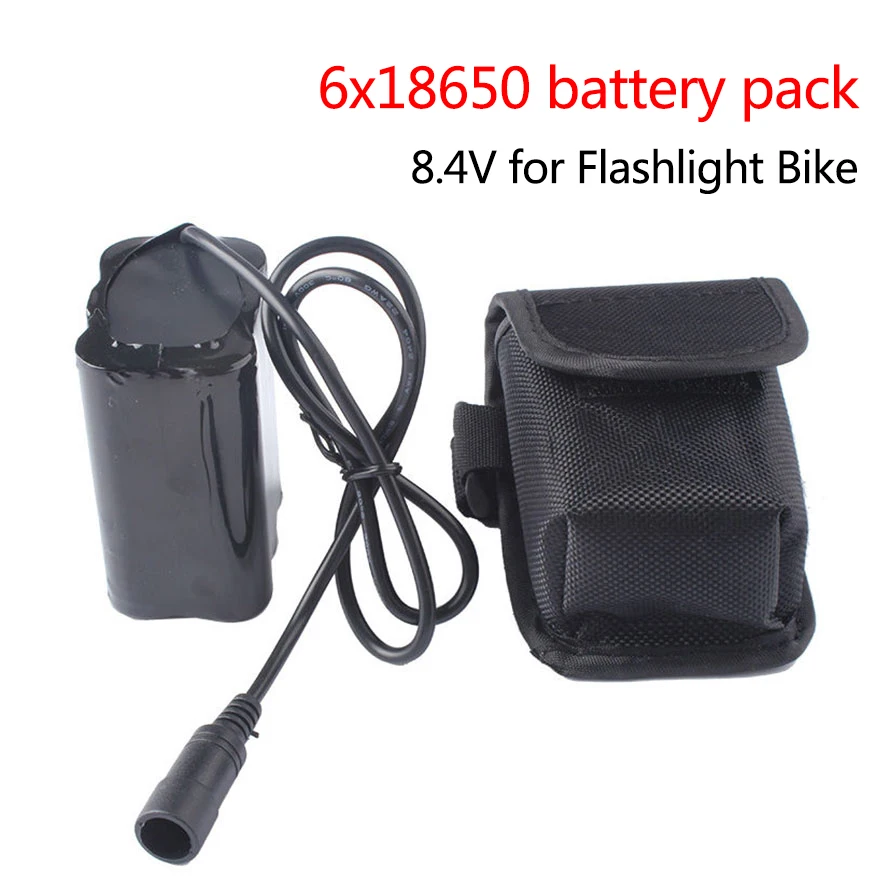 12800mAh 18650 8.4V Battery Pack Waterproof 6x18650 Rechargeable Lithium Battery for T6 Auto Lamp Bicycle Headlights Bike Cells