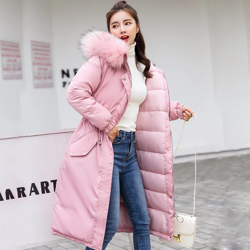 2019 Новое высококачественное Женское пальто Длинная парка с капюшоном мехом
