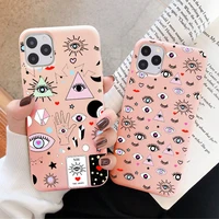 evil eye print for iphone 12 abstract art pink color silicone funda phone case for iphone 11 13 pro max 8 7 plus xs xr se2 cover