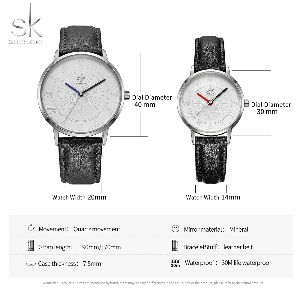 Shengke Brand Quartz Watch Lovers Watch Pair Men Women Ladies Couples Waterproof Quartz Watches Set Wristwatches Femininos
