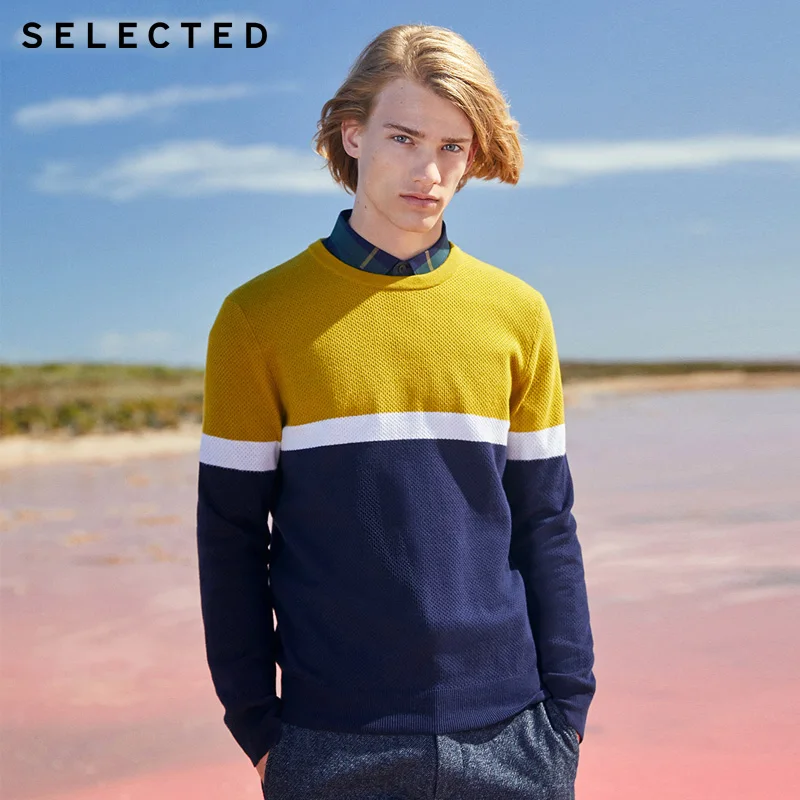 Мужской хлопковый свитер с круглым вырезом и длинными рукавами на весну |