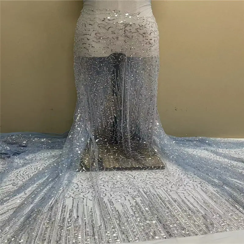 

LACE Latest Colorful African Sequins Lace Fabric French Mesh Laces High Quality 2021 Nigerian Lace Fabric For Party SewA2517