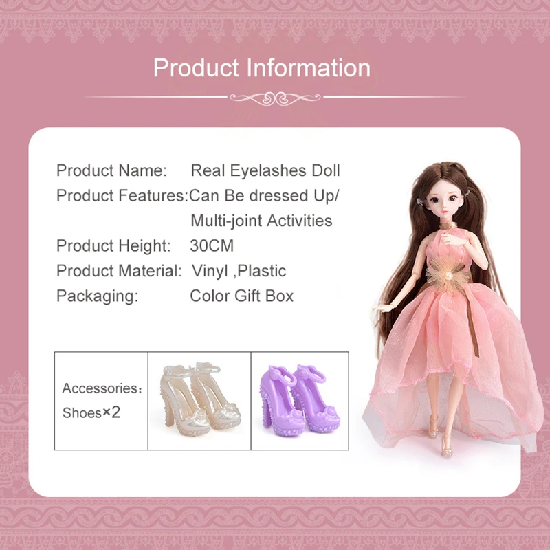 

1/6 Ball-jointed Dolls CUTE Toy Makeup For Set Girls Hinged Bjd Doll 30 cm Full Set Making Toys 4 To 6 Years For Kids Chinese