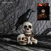 halloween decoration lights skeleton ghosts simulation street lamp crow and skull resin ornament halloween party decor for home
