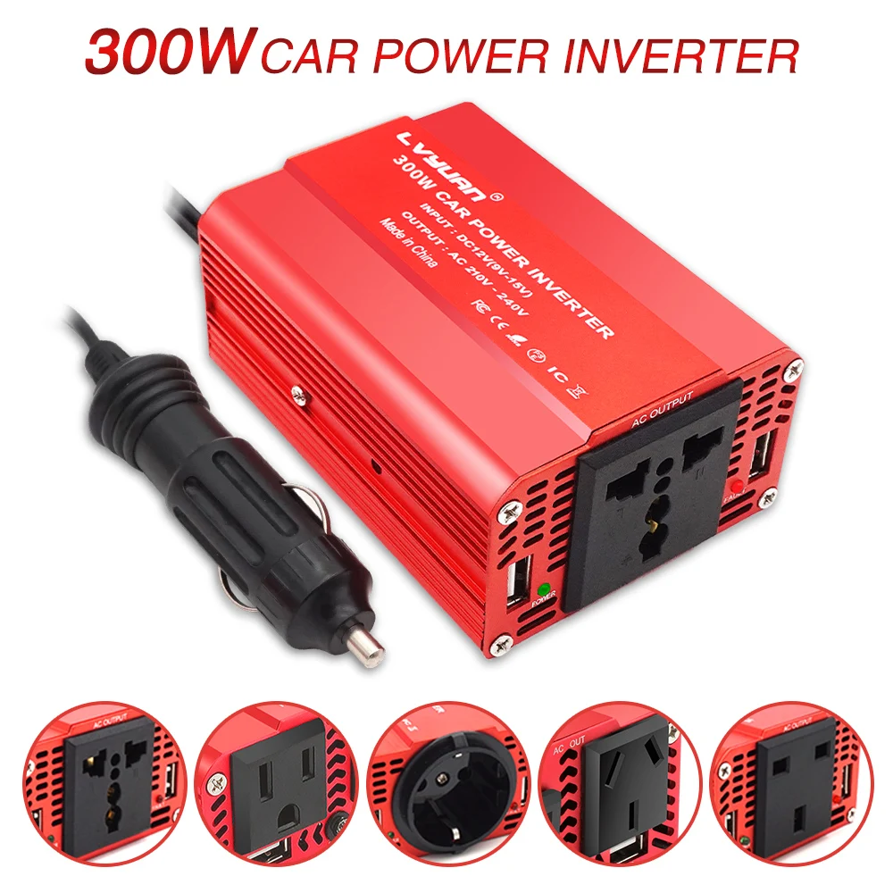 300W Inverter 12V to 220V 230V 100V 110V Voltage Converter Car Cigarette Lighter US EU UK AU Universal Socket Auto Accessories