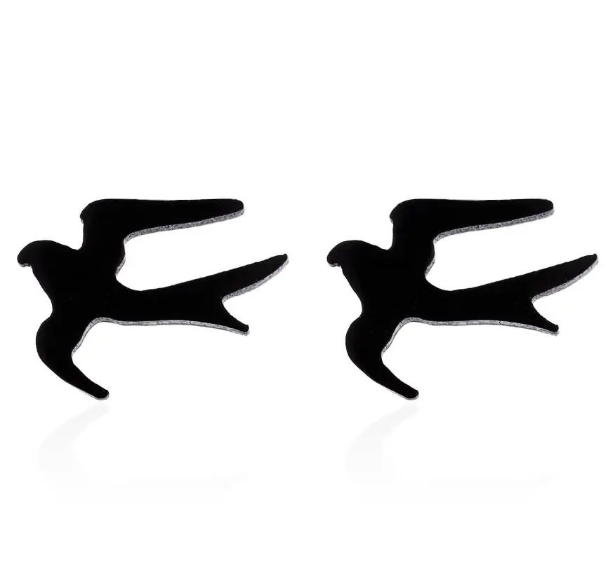 Hfarich Lovely Tiny Bird Stud Earrings For Women Kids Stainless Steel Sparrow Flying In Sky Piercing Earings | Украшения и