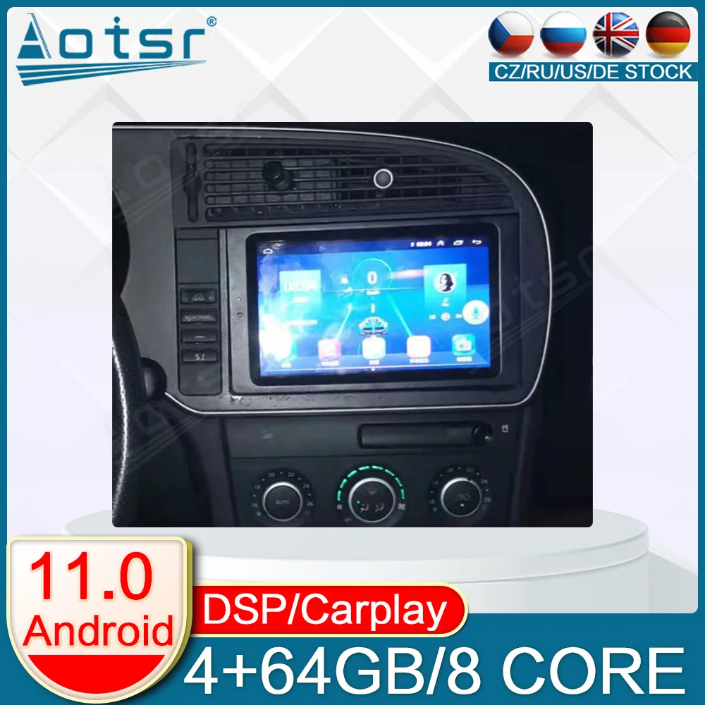 

for SAAB Auto Stereo Android 11 4+64G Car GPS Navigation Multimedia Player Head Unit Video Central dash Screen Radio Carpay DSP