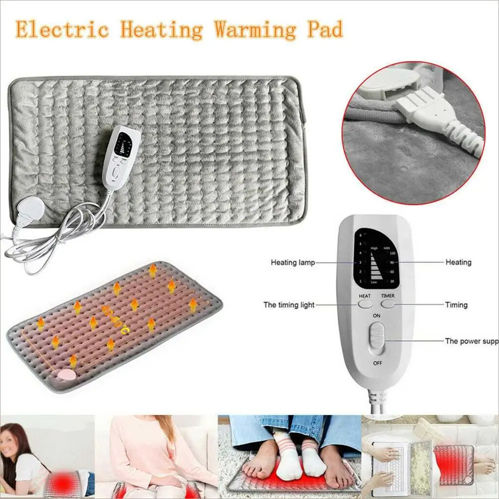 

6 Level 120W110~240V Electric Heating Pad For Shoulder Neck Back Spine Leg Pain Relief Winter Warmer Heating Pad 75x40cm 60x30cm