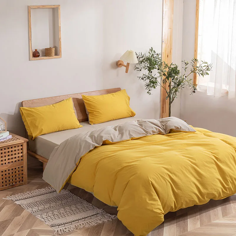 

Cotton Bedding Solid Bedding Queen King Size Bed Sheet Fitted Pillow Shams 4pc Adult Comforter Set Breathable Textile Pink White