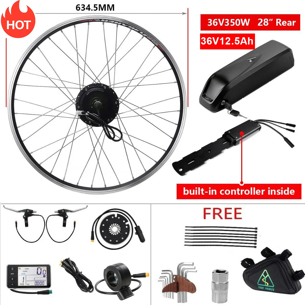 36V350W 28 ''задний комплект для электрического велосипеда с батареей 36В 12.5Ah