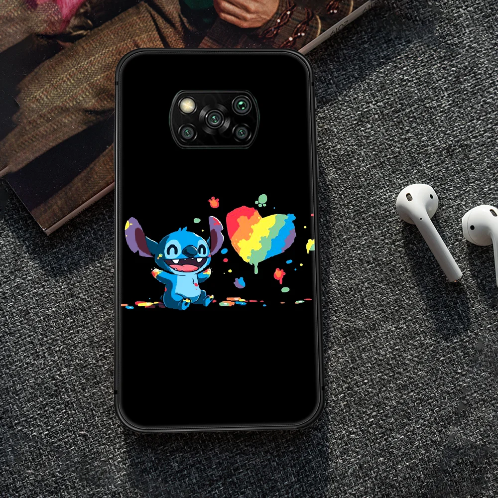 

Cartoon cute Stitch Phone case Cover Hull For Xiaomi Mi A2 A3 8 9 9T Note 10 Se Lite Pro black Cover Trend Etui Luxury Hoesjes