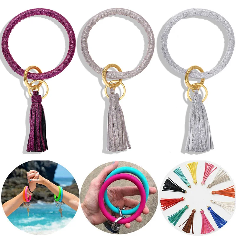 Браслет Брелок с бахромой классический сплав двойное кольцо брелок рюкзак